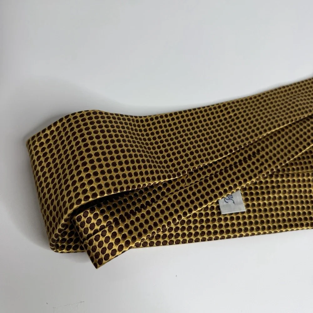 NWOT Paul Fredrick Men's Silk Necktie Gold Brown 4